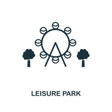 Leisure Park simgesi. Şehir elemanları koleksiyonundan tek renkli stil tasarımı. Uı. Pixel mükemmel basit piktogram eğlence parkı simgesi. Web tasarım, uygulamalar, yazılım, baskı kullanımı.