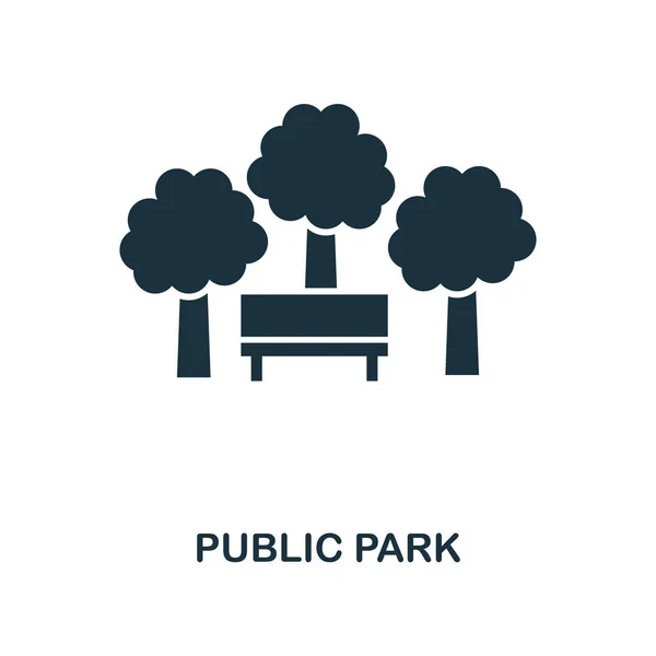 Nyilvános Park Ikonja Monokróm Stílusú Design Városi Elemek Gyűjtése Pixel — Stock Vector
