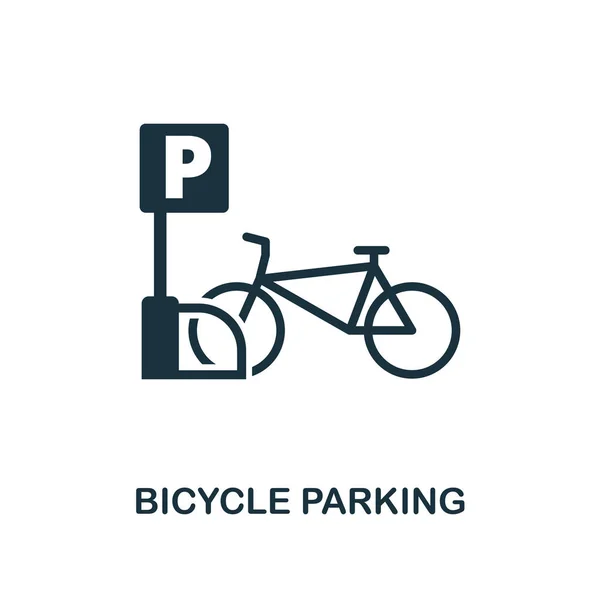 Ícone Estacionamento Bicicleta Design Estilo Monocromático Coleção Elementos Cidade Pixel — Vetor de Stock