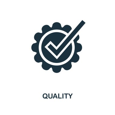Kalite simgesi. Tek renkli stil tasarım e-ticaret simgesi koleksiyonundan. UI. Piksel mükemmel basit piktogram kalite simgesi. Web Tasarım, apps, yazılım, yazdırma kullanımı.