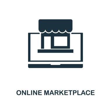 Online Pazar alanı simgesi. Tek renkli stil tasarım e-ticaret simgesi koleksiyonundan. UI. Piksel mükemmel basit piktogram online pazar simgesi. Web Tasarım, apps, yazılım, yazdırma kullanımı.
