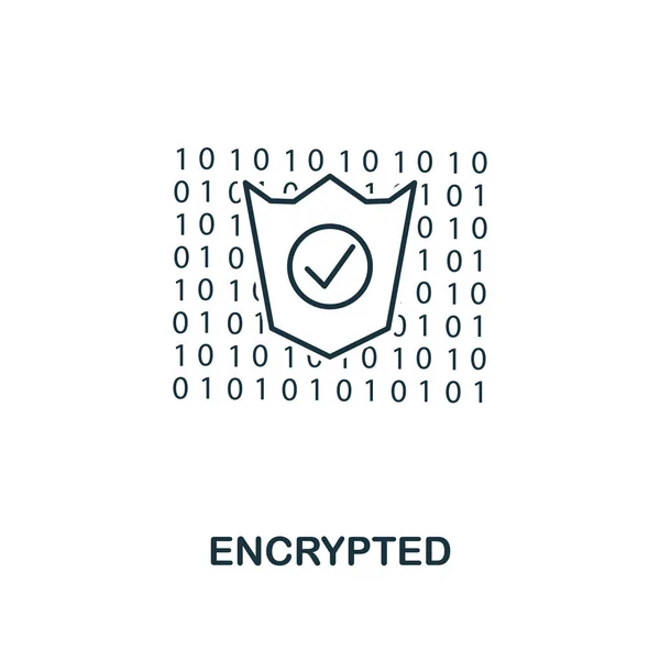 Encrypted outline icon. Monochrome style design from crypto currency icon collection. UI. Pixel perfect simple pictogram outline encrypted icon. Web design, apps, software, print usage.