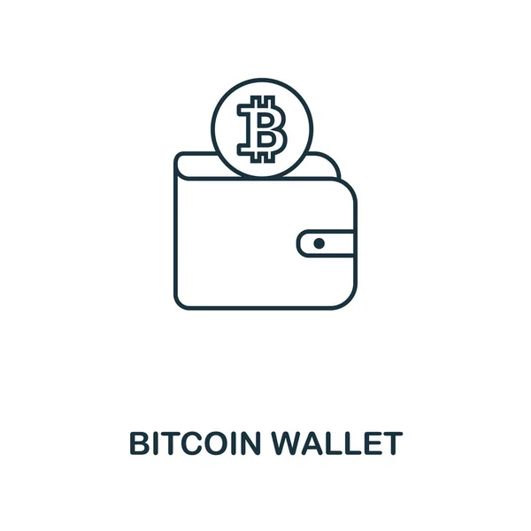 Bitcoin Wallet icono contorno. Diseño de estilo monocromático de la colección de iconos de moneda criptográfica. Interfaz. Pixel perfecto pictograma simple contorno bitcoin cartera icono. Diseño web, aplicaciones, software, uso de impresión . — Foto de Stock
