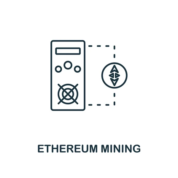 Ethereum Mining umreißt das Symbol. monochromes Design aus der Sammlung von Kryptowährungssymbolen. ui. Pixel perfekte einfache Piktogramm umreißen Ethereum Mining-Symbol. Webdesign, Apps, Software, Drucknutzung. — Stockvektor