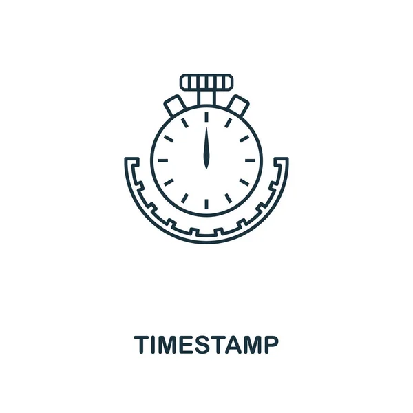 Icono de contorno de marca de tiempo. Diseño de estilo monocromático de la colección de iconos de moneda criptográfica. Interfaz. Pixel perfecto pictograma simple contorno marca de tiempo icono. Diseño web, aplicaciones, software, uso de impresión . — Archivo Imágenes Vectoriales