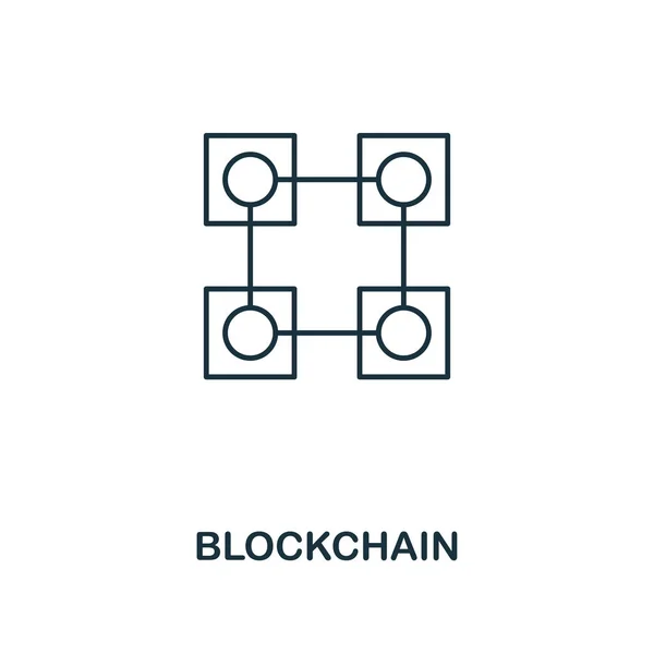 Blockchain icône de contour. Conception de style monochrome de la collection d'icônes de crypto-monnaie. L'assurance chômage. Pixel parfait pictogramme simple contour icône blockchain. Conception Web, applications, logiciels, utilisation de l'impression . — Image vectorielle