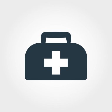 Tıbbi çanta simgesi. Çizgi stili simgesi tasarım ilk yardım çantası simgesi tasarım tıp koleksiyonundan. Beyaz izole piktogram. Web tasarımı için mükemmel, apps, yazılım, yazdırma.