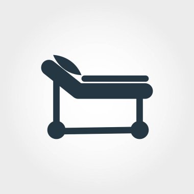 Hastane karyolası simgesi. Çizgi stili simgesi tasarım hastane karyolası simgesi tasarım tıp koleksiyonundan. Beyaz izole piktogram. Web tasarımı için mükemmel, apps, yazılım, yazdırma.