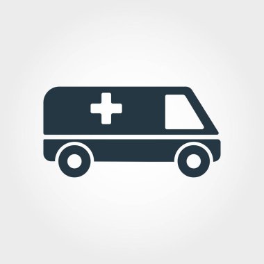 Ambulans simgesi. Çizgi stili simgesi tasarım ambulans simgesi tasarım tıp koleksiyonundan. Beyaz izole piktogram. Web tasarımı için mükemmel, apps, yazılım, yazdırma.