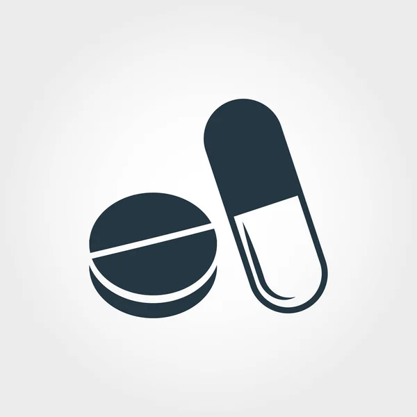 Icono de pastillas. Diseño de iconos de estilo de línea Diseño de iconos de píldoras de colección de medicina. Pictograma aislado en blanco. Perfecto para diseño web, aplicaciones, software, impresión . — Archivo Imágenes Vectoriales