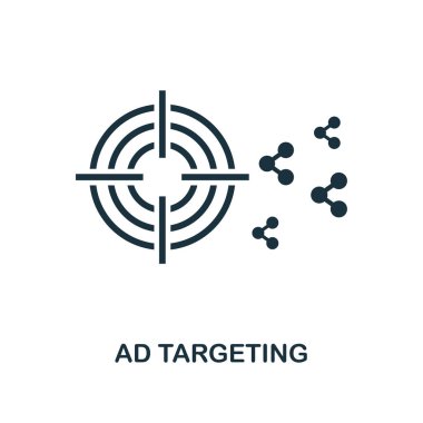 Reklam hedefleme simgesi. Tek renkli stil tasarım smm simgesi koleksiyonundan. UI. Piksel mükemmel basit piktogram reklam hedefleme simgesi. Web tasarım, apps, yazılım, yazdırma kullanımı.