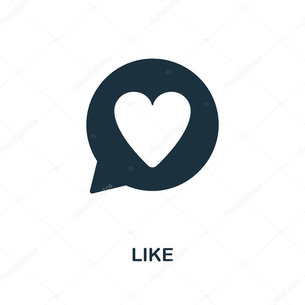Like icon. Monochrome style design from smm collection. UI. Pixel perfect simple pictogram like icon. Web design, apps, software, print usage.