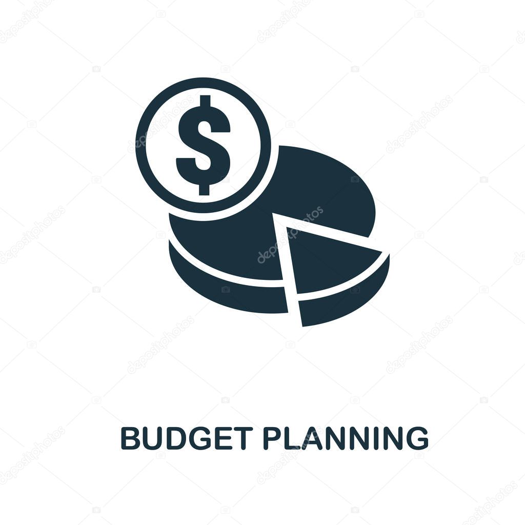 Budget Planning icon. Monochrome style design from smm collection. UI. Pixel perfect simple pictogram budget planning icon. Web design, apps, software, print usage.