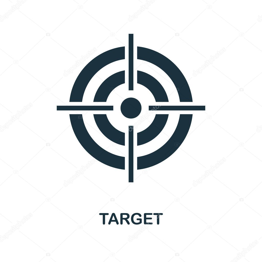 Target icon. Monochrome style design from business collection. UI. Pixel perfect simple pictogram target icon. Web design, apps, software, print usage.
