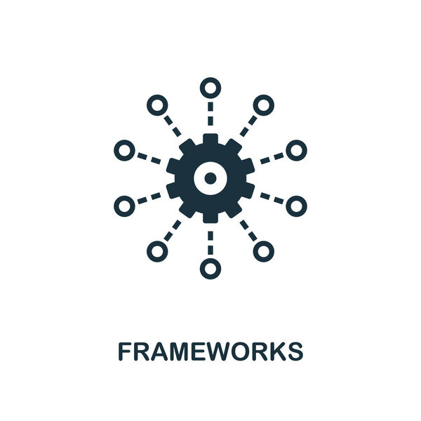 Frameworks icon. Monochrome style design from big data icon collection. UI. Pixel perfect simple pictogram frameworks icon. Web design, apps, software, print usage.