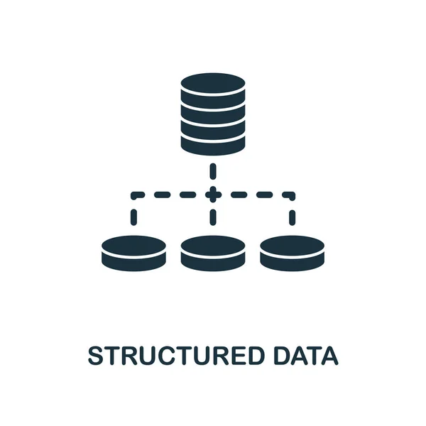 结构化数据图标。从大数据图标收集的单色风格设计。威尔像素完美简单的象形图结构化数据图标。网页设计、应用、软件、打印使用. — 图库照片