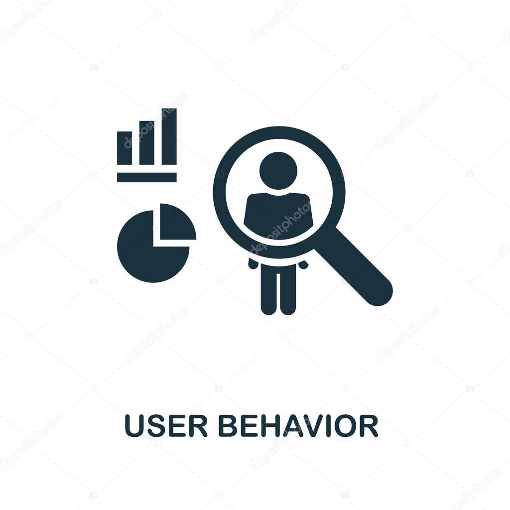 User Behavior icon. Monochrome style design from big data icon collection. UI. Pixel perfect simple pictogram user behavior icon. Web design, apps, software, print usage.