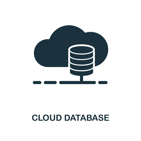 Cloud-Datenbank-Symbol. monochromes Design aus der Sammlung von Big-Data-Symbolen. ui. Pixel perfekte einfache Piktogramm Wolke Datenbank-Symbol. Webdesign, Apps, Software, Drucknutzung. — Stockvektor