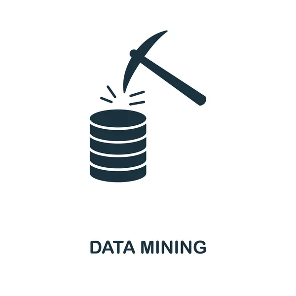 Data Mining pictogram. Zwart-wit stijl ontwerp van grote pictogram gegevensverzameling. UI. Pixel perfect eenvoudige pictogram gegevens mijnbouw pictogram. Web design, apps, software, print gebruik. — Stockvector