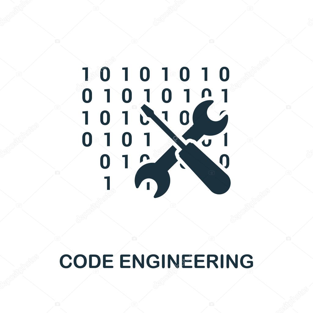 Code Engineering icon. Monochrome style design from big data collection. UI. Pixel perfect simple pictogram code engineering icon. Web design, apps, software, print usage.
