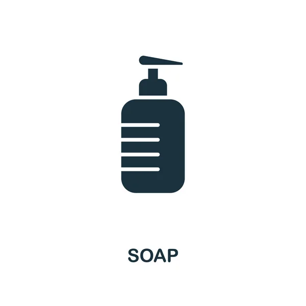 肥皂图标。单色风格设计。威尔像素完美简单的符号肥皂图标。网页设计、应用、软件、打印使用. — 图库照片