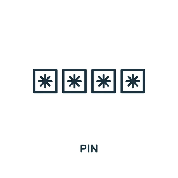 Icono de pin. Diseño de estilo monocromo. Interfaz. Pixel icono de pin símbolo simple perfecto. Diseño web, aplicaciones, software, uso de impresión . — Vector de stock