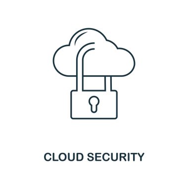 Bulut güvenlik anahat simgesi. Basit tasarım web geliştirme simgesi koleksiyonundan. Kullanıcı arabirimi ve UX Pixel mükemmel bulut güvenlik simgesi. Web Tasarım, apps, yazılım, yazdırma kullanım için.