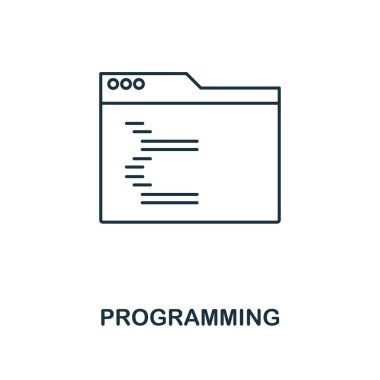 Programlama anahat simgesi. Basit tasarım web geliştirme simgesi koleksiyonundan. Kullanıcı arabirimi ve UX Pixel mükemmel programlama simgesi. Web Tasarım, apps, yazılım, yazdırma kullanım için.
