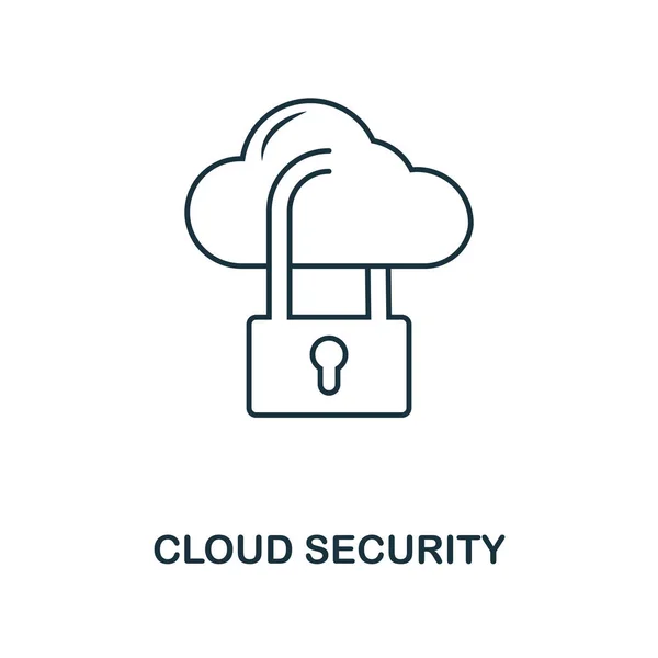 Ícone de contorno Cloud Security. Design simples da coleção de ícones de desenvolvimento web. UI e UX. Pixel ícone de segurança perfeita nuvem. Para web design, aplicativos, software, uso de impressão . — Fotografia de Stock