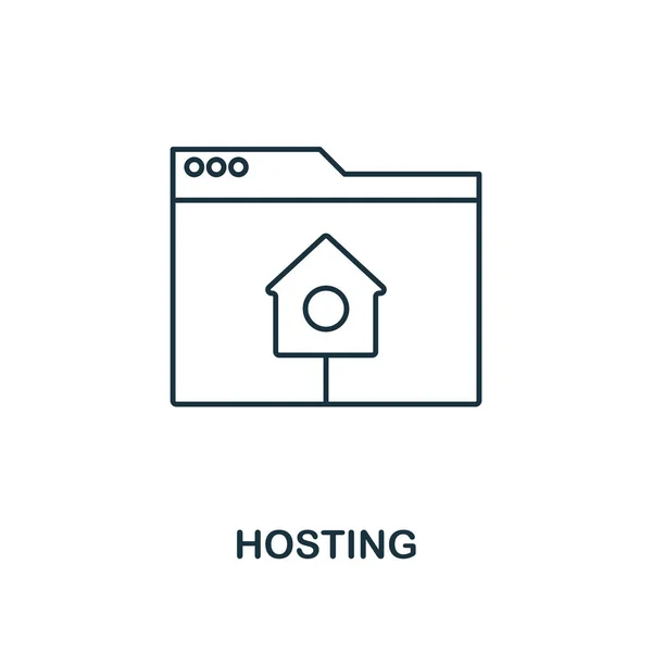 Hosting icona contorno. Design semplice dalla collezione di icone di sviluppo web. UI e UX. Icona di hosting perfetta pixel. Per web design, applicazioni, software, utilizzo di stampa . — Vettoriale Stock