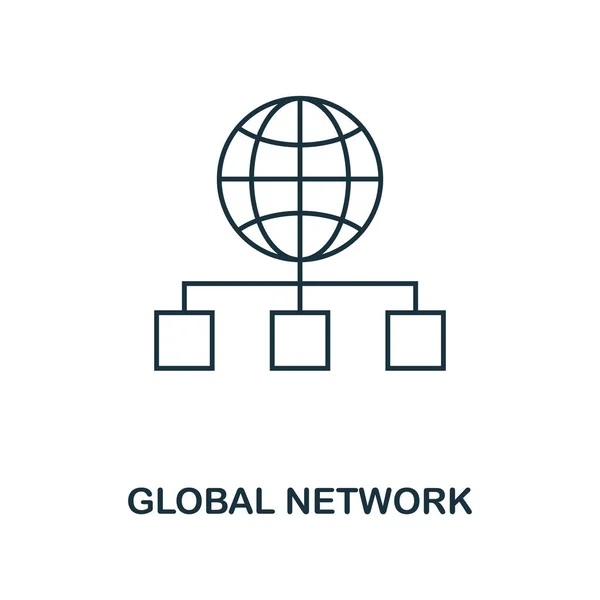 Icono de esquema de red global. Diseño simple de la colección de iconos de desarrollo web. UI y UX. Pixel icono de red global perfecta. Para diseño web, aplicaciones, software, uso de impresión . — Vector de stock