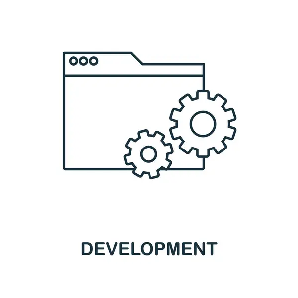 Icono del esquema de desarrollo. Diseño simple de la colección de iconos de desarrollo web. UI y UX. Icono de desarrollo perfecto de píxeles. Para diseño web, aplicaciones, software, uso de impresión . — Vector de stock