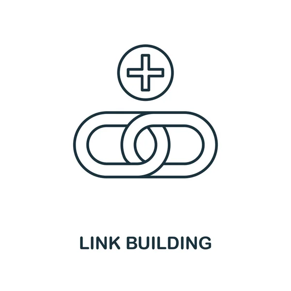 Link Building icono del esquema. Diseño simple de la colección de iconos de desarrollo web. UI y UX. Pixel icono de construcción de enlaces perfecto. Para diseño web, aplicaciones, software, uso de impresión . — Archivo Imágenes Vectoriales