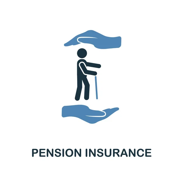 Icono de seguro de pensiones en diseño de dos colores. Icono de estilo de línea de colección de iconos de seguros. UI y UX. Pixel perfecto icono de seguro de pensión premium. Para diseño web, aplicaciones, software e impresión . —  Fotos de Stock