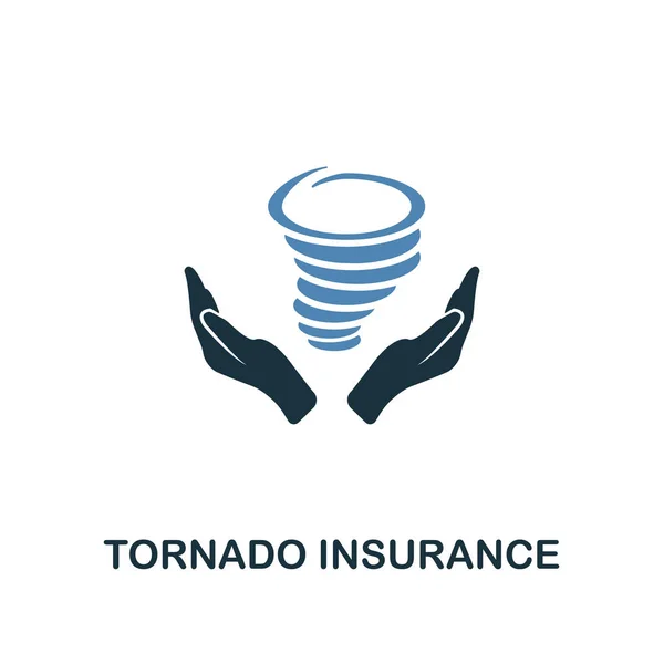 Icône d'assurance Tornado en deux couleurs. icône de style ligne de la collection d'icônes d'assurance. UI et UX. Pixel parfaite prime tornade icône d'assurance. Pour la conception web, applications, logiciels et impression . — Image vectorielle