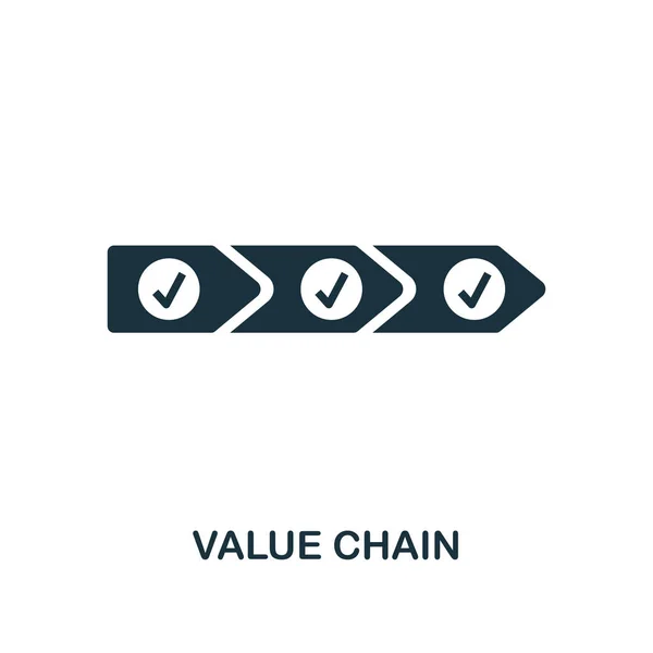 "价值链" 图标。单色风格设计从工业4.0 图标集合。ui 和 ux 像素完美价值链图标。适用于网页设计、应用程序、软件、打印使用. — 图库照片