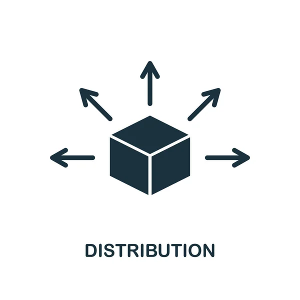 Icona di distribuzione. Design in stile monocromatico dalla collezione di icone blockchain. UI e UX. Icona di distribuzione perfetta pixel. Per web design, applicazioni, software, utilizzo di stampa . — Vettoriale Stock