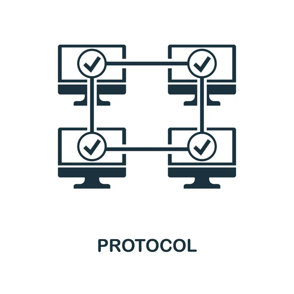 Ícone do protocolo. Design de estilo monocromático da coleção de ícones blockchain. UI e UX. Ícone de protocolo perfeito Pixel. Para web design, aplicativos, software, uso de impressão . — Vetor de Stock