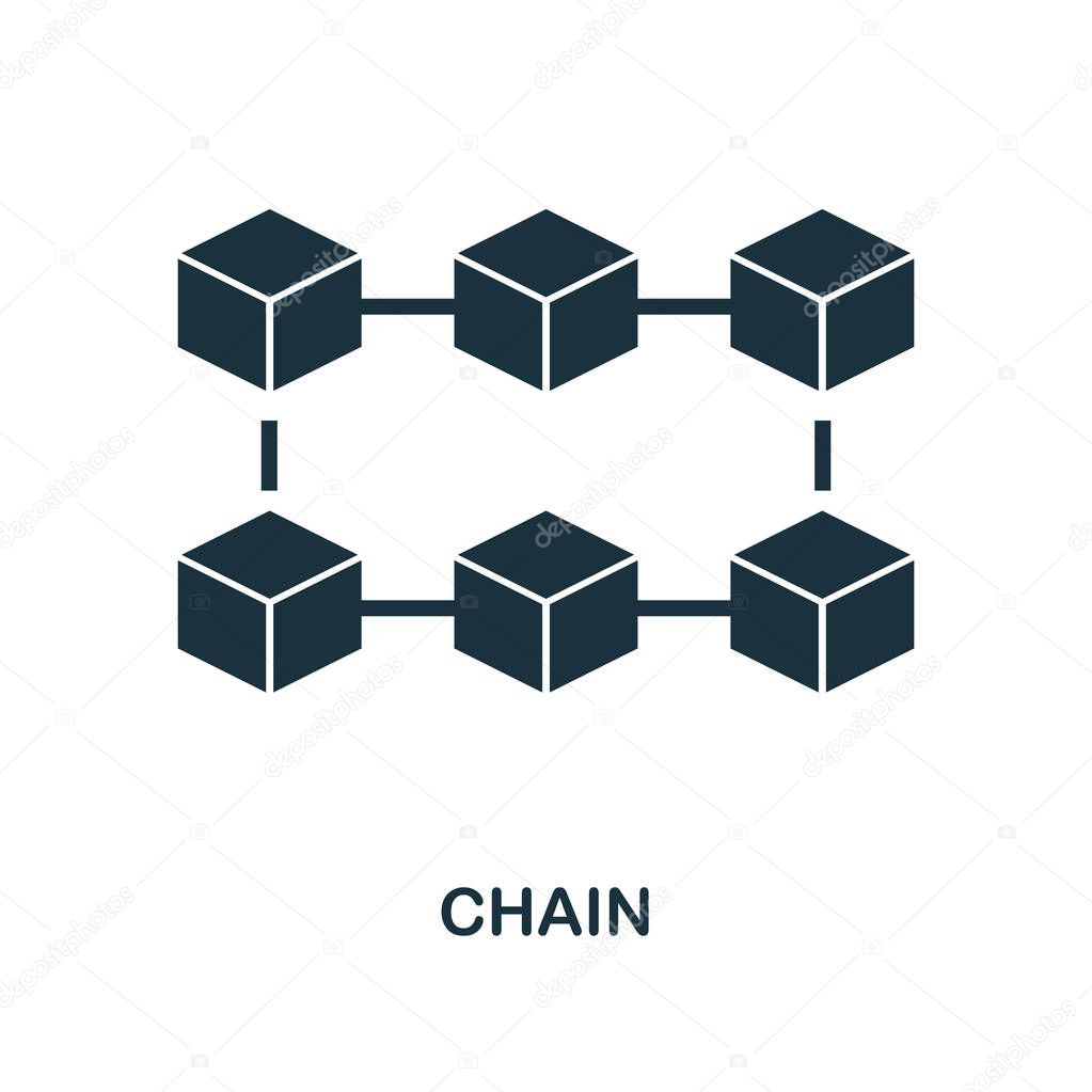 Chain icon. Monochrome style design from blockchain icon collection. UI and UX. Pixel perfect chain icon. For web design, apps, software, print usage.