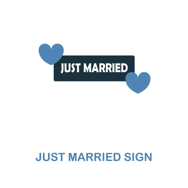 Icône Just Married Sign en deux couleurs. Illustration d'élément simple. Just Married Signez icône créative de la collection lune de miel. Pour la conception web, applications, logiciels et impression . — Photo