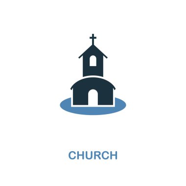 Kilise simgesini iki renk tasarımı. Basit öğe örnek. Kilise yaratıcı simgesi balayı koleksiyonundan. Web Tasarım, apps, yazılım ve baskı için.