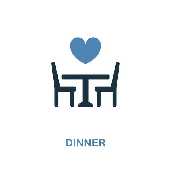 晚餐图标在两种颜色的设计。简单的元素插图。晚餐创意图标从蜜月收藏。用于网页设计、应用程序、软件和打印. — 图库矢量图片