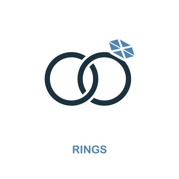 Pierścienie ikona w projekt dwóch kolorów. Prosty element ilustracja. Pierścienie creative ikona z kolekcji dla nowożeńców. Do projektowania stron internetowych, aplikacje, oprogramowanie i drukowanie. — Wektor stockowy