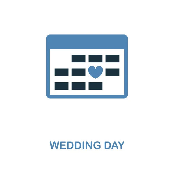 Icona del giorno del matrimonio in due colori. Illustrazione semplice elemento. Giorno di nozze icona creativa dalla collezione luna di miele. Per web design, app, software e stampa . — Vettoriale Stock