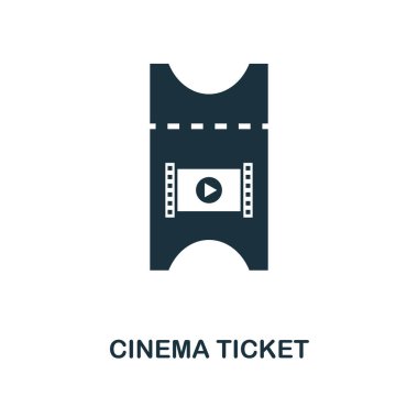 Sinema bilet simgesi. Tek renkli stil tasarım sinema simgesi koleksiyonundan. Kullanıcı arabirimi ve UX Pixel mükemmel sinema bilet simgesi. Web Tasarım, apps, yazılım, yazdırma kullanım için.