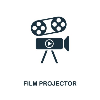 Film projektör simgesi. Tek renkli stil tasarım sinema simgesi koleksiyonundan. Kullanıcı arabirimi ve UX Pixel mükemmel film projektör simgesi. Web Tasarım, apps, yazılım, yazdırma kullanım için.