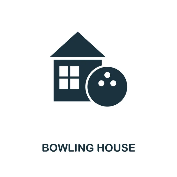 Icono de Bowling House. Diseño de estilo monocromático de la colección icono de bolos. UI y UX. Pixel perfecta casa de bolos icono. Para diseño web, aplicaciones, software, uso de impresión . — Archivo Imágenes Vectoriales