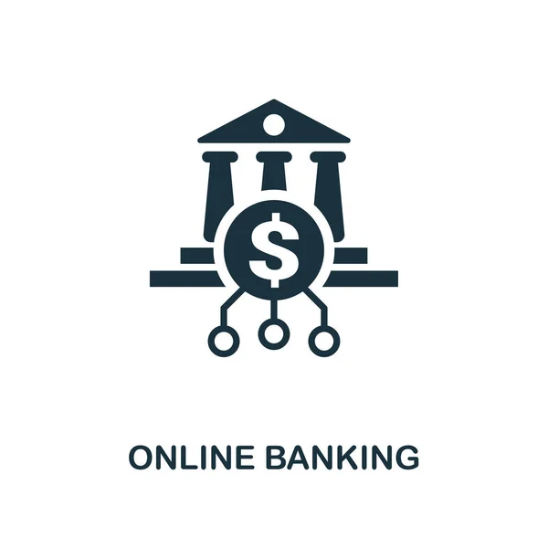 Icono de Banca en Línea. Diseño de estilo monocromático de la colección de iconos fintech. UI y UX. Pixel icono de la banca en línea perfecta. Para diseño web, aplicaciones, software, uso de impresión . — Foto de Stock