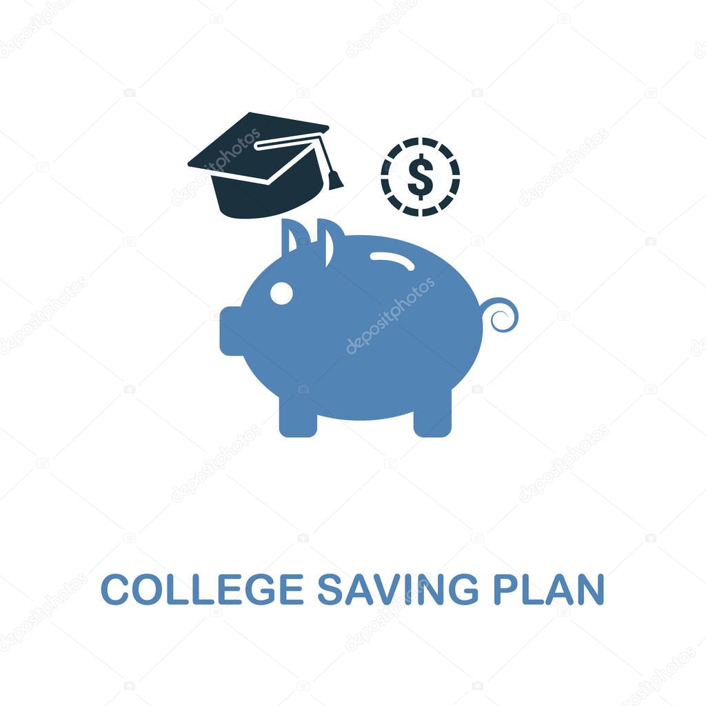 College Saving Plan icon in two colors design. Pixel perfect symbols from personal finance icon collection. UI and UX. Illustration of college saving plan icon. For web design and printing.