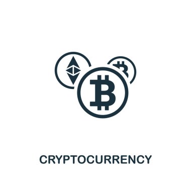 Cryptocurrency simgesi. Tek renkli stil tasarım fintech simgesi koleksiyonundan. Kullanıcı arabirimi ve UX Pixel mükemmel cryptocurrency simgesi. Web Tasarım, apps, yazılım, yazdırma kullanım için.